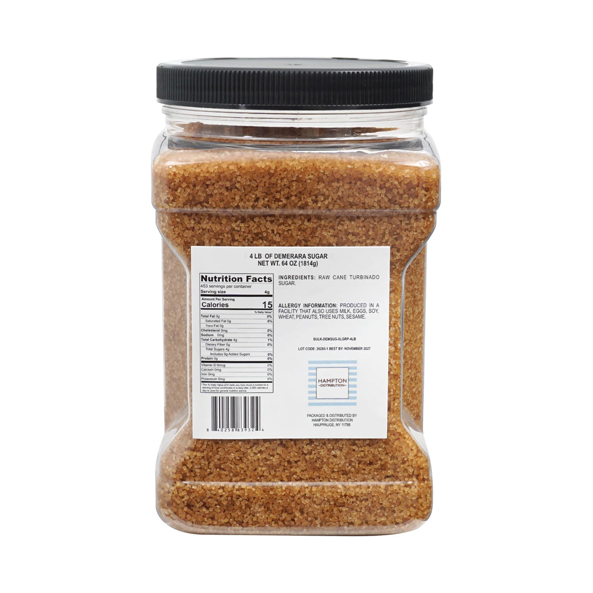 Demerara sugar poured from the grip jar with a spoon