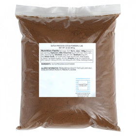 Hampton Distribution Dutch Process Cocoa Powder 2lb bag delivers smooth chocolate flavor for baking.
