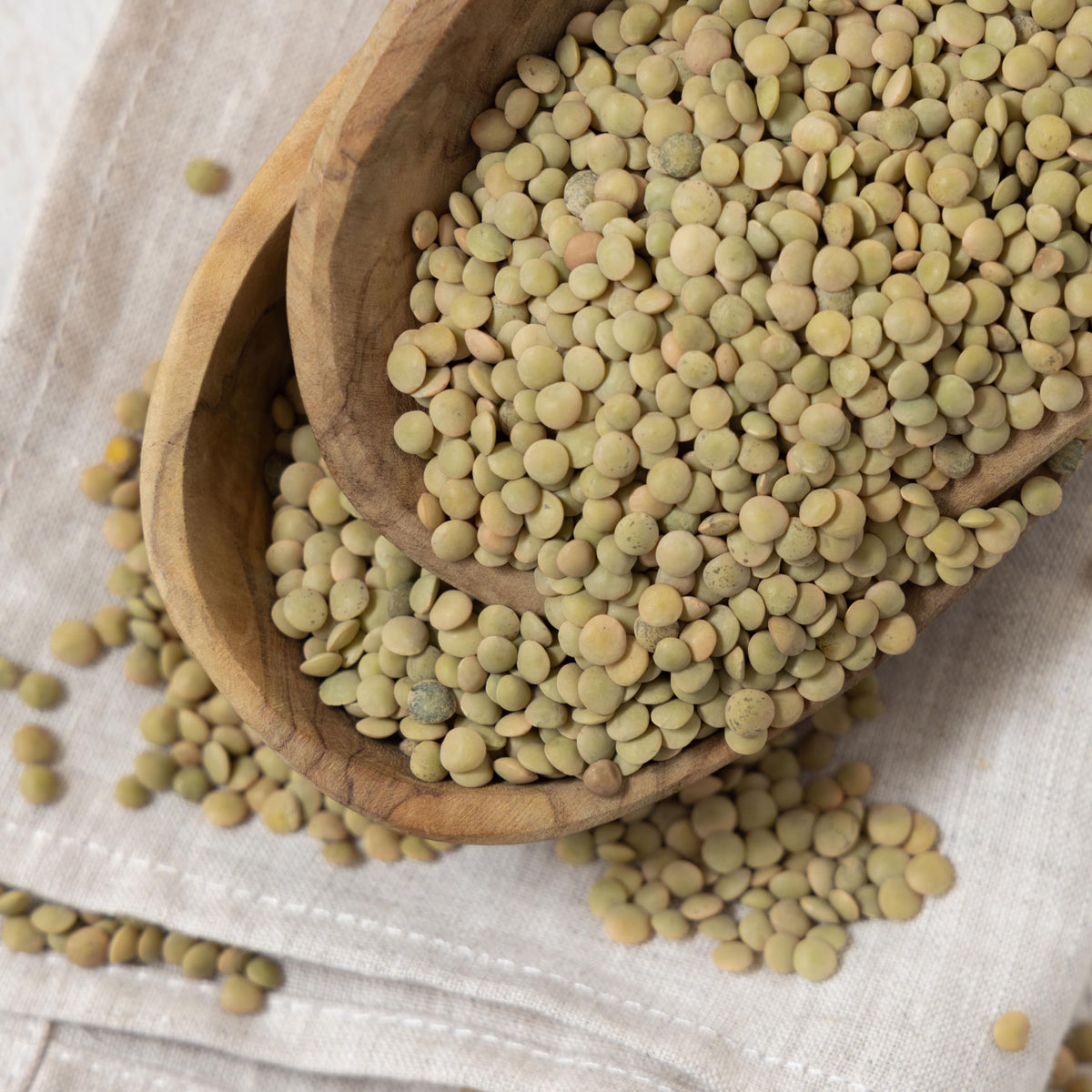 Hampton Distribution green lentils in a jar highlighting pantry staple use