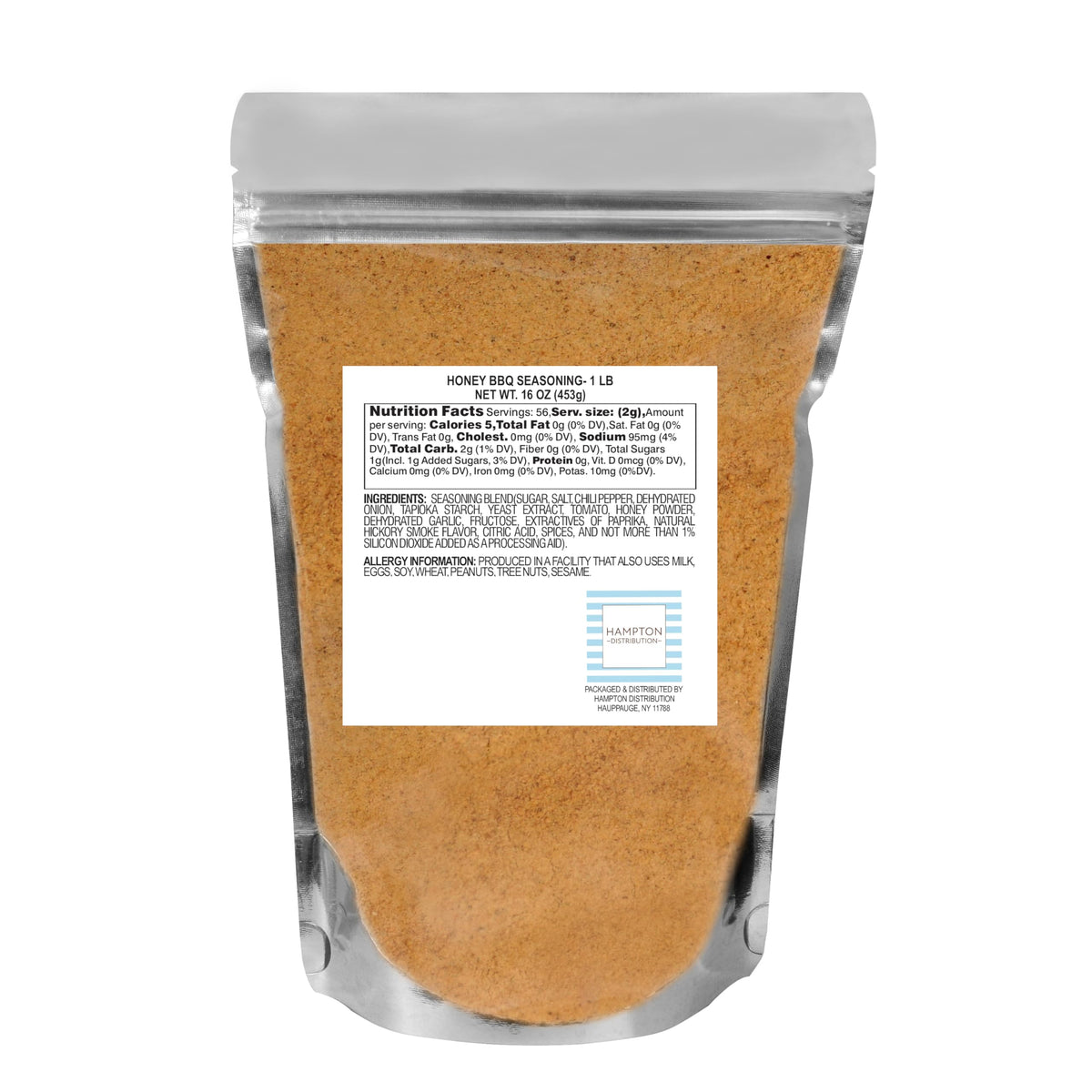 Hampton Distribution Honey BBQ Seasoning bottle closeup for rich grilling flavor
