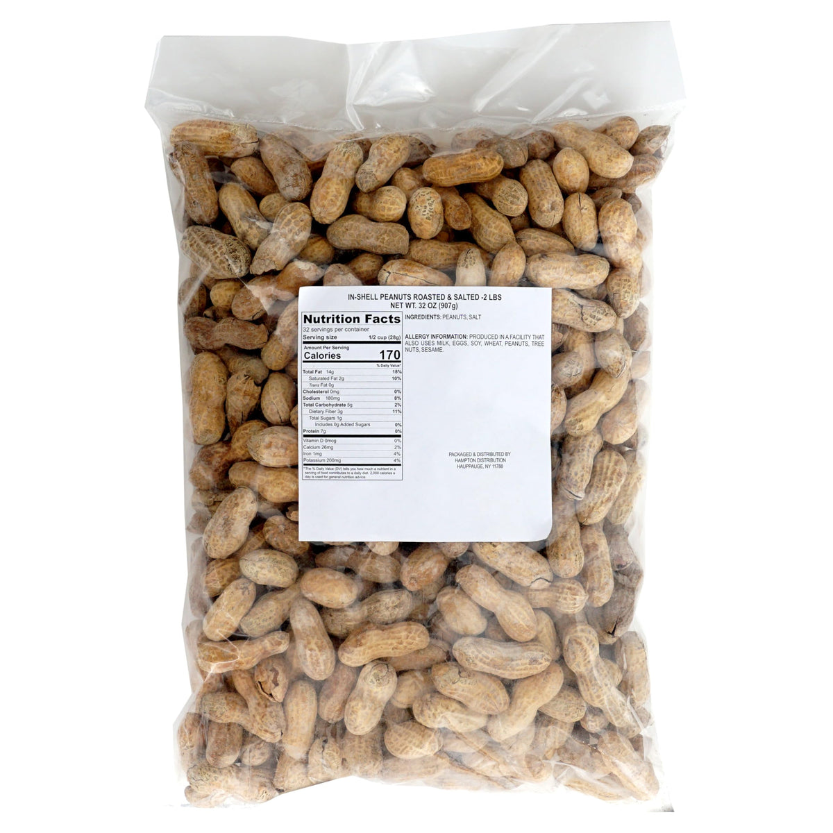 Hampton Distribution 2 lb bulk bag of in-shell peanuts, ideal for gatherings.