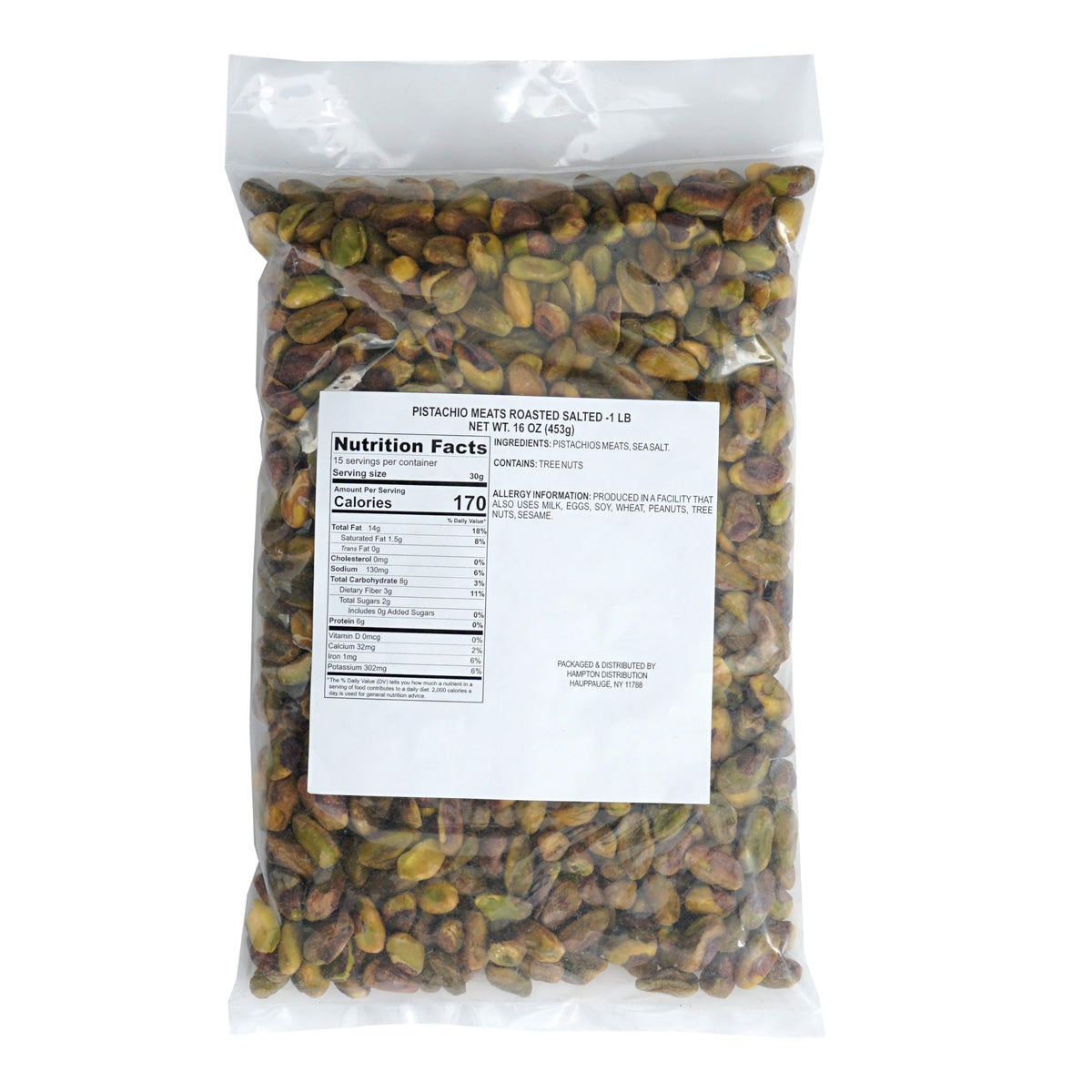 Hampton Distribution no-shell pistachio meats with sea salt, convenient ready-to-eat snack