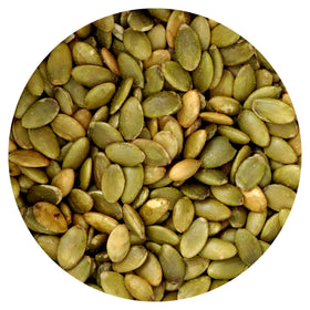 Hampton Distribution pumpkin seeds roasted and salted, ready for snacking from a 1 lb bulk bag.