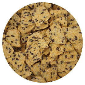 Hampton Distribution salted corn chips with flax 1lb bag front, ideal for entertaining.