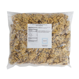 Hampton Distribution salted corn chips with flax 1lb bag side, convenient bulk snack option.