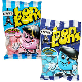 The Hampton Eiffel Bon Bons blue raspberry close-up, showcasing tangy center and powdery coating.