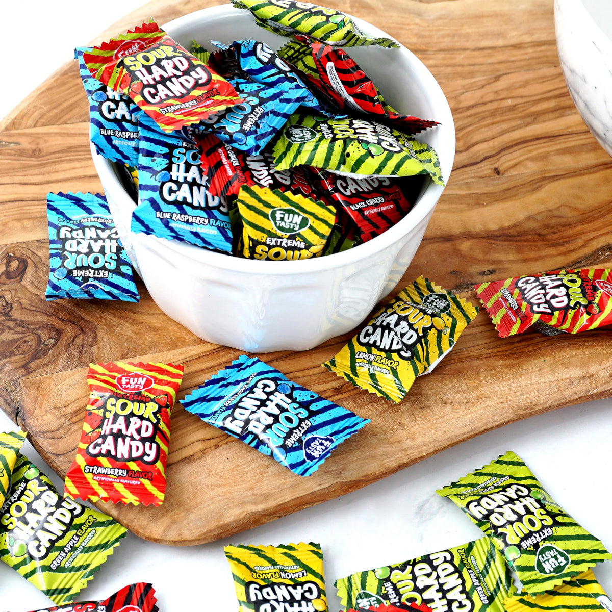 The Hampton Candy Company Extreme Sour Hard Candy bulk bag presentation for events.