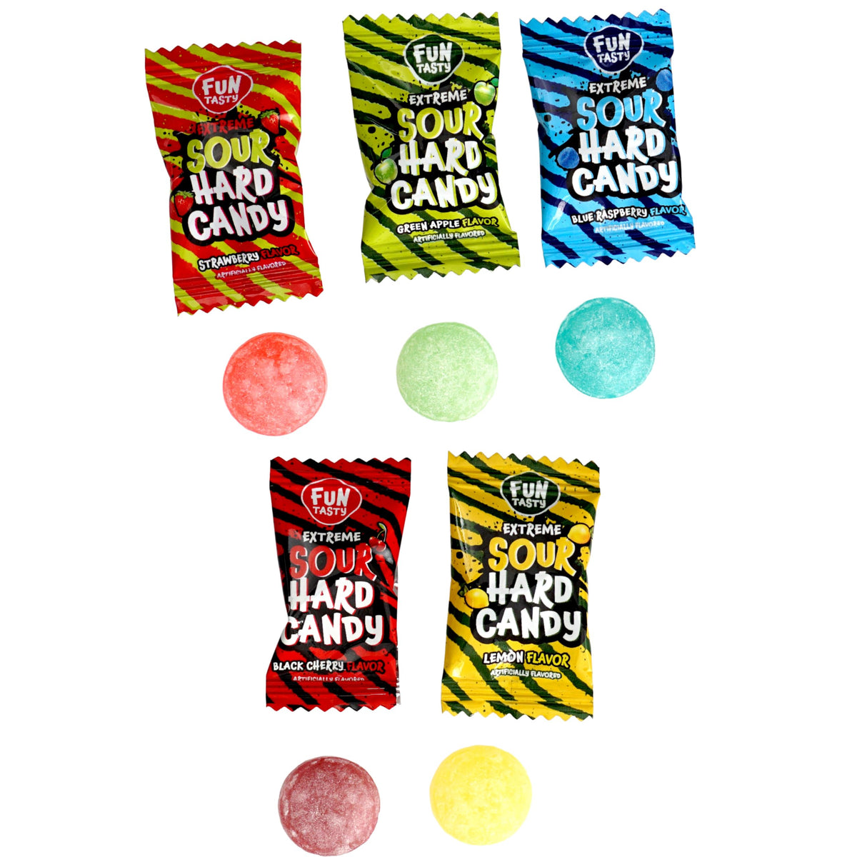 The Hampton Candy Company Extreme Sour Hard Candy individually wrapped for freshness and gifting.