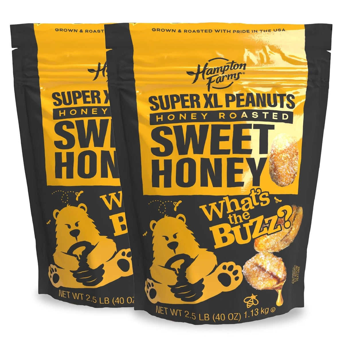 Hampton Farms 40oz bag of sweet honey roasted peanuts for charcuterie and snacking.