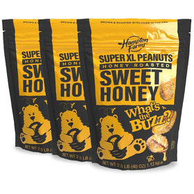 Hampton Farms sweet honey roasted peanuts in resealable bag for easy snacking