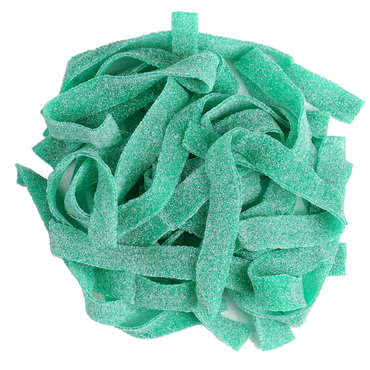 The Hampton Green Apple Sour Belts bulk bag showing tangy chewy candy