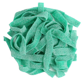 The Hampton Green Apple Sour Belts bulk bag showing tangy chewy candy