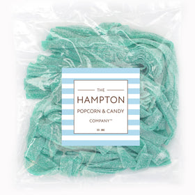 Close-up of Hampton Green Apple Sour Belts texture and glossy bite