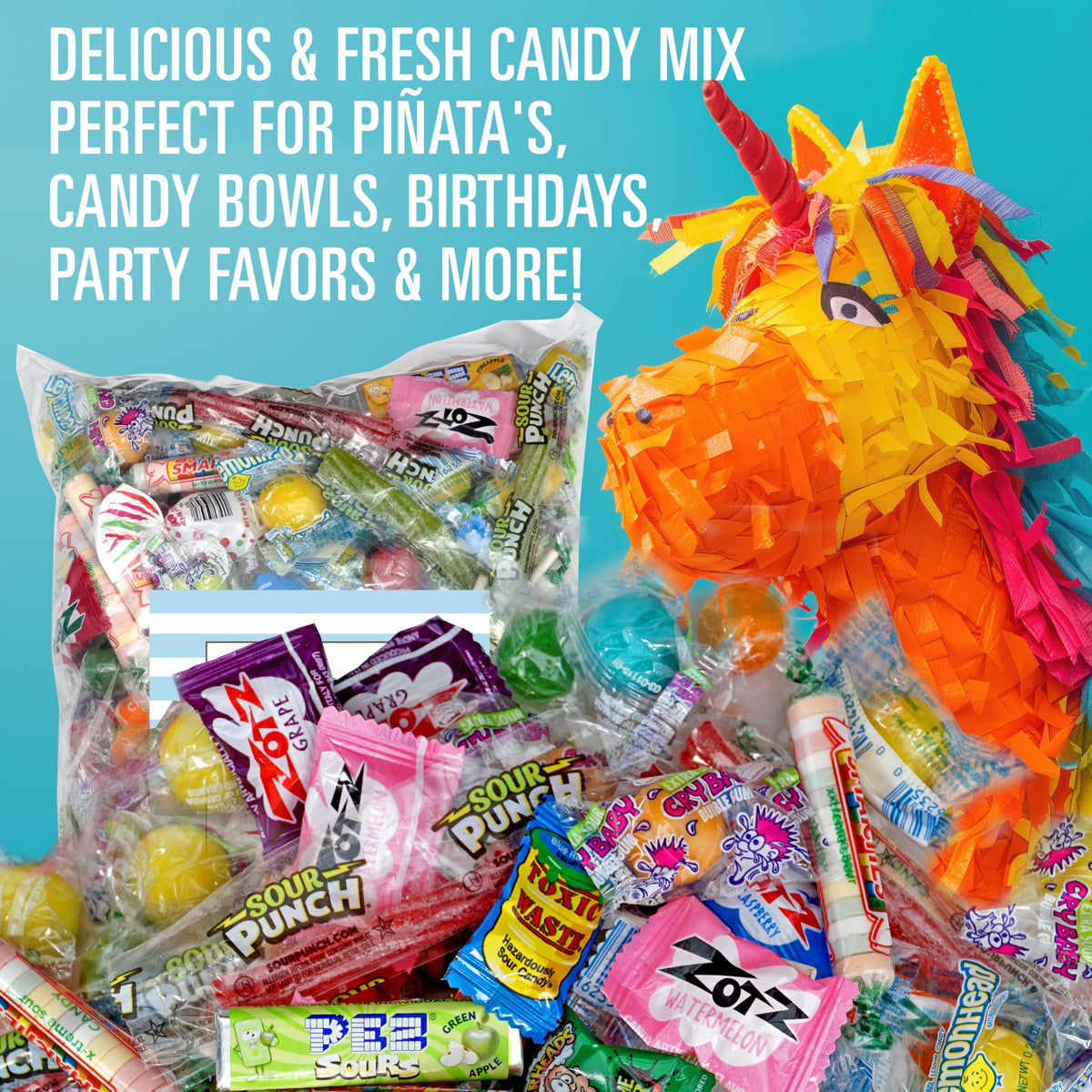 Hampton individually wrapped sour candies for easy sharing on the go.