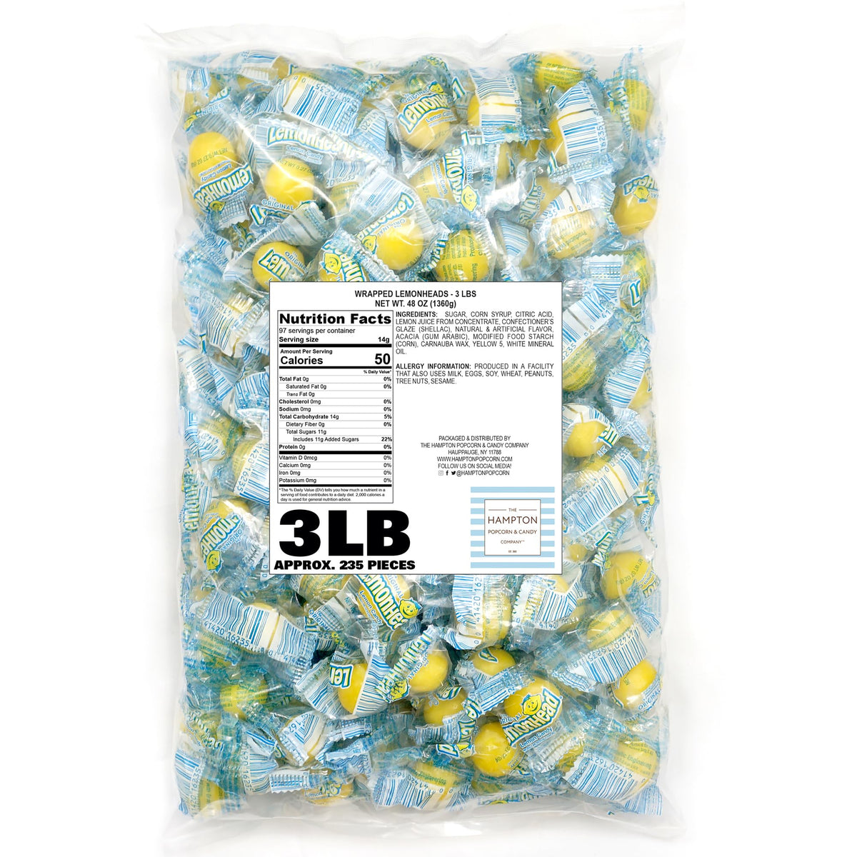 The Hampton Lemonheads individually wrapped candies shown for convenient snacking
