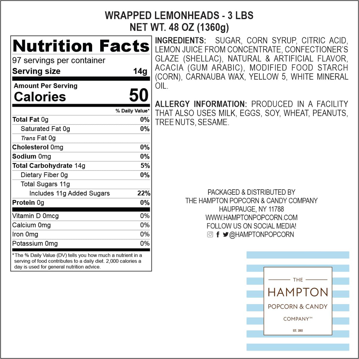 Lunchbox-friendly Hampton Lemonheads snack pack ready for school or work