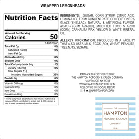 The Hampton Popcorn Company Lemonheads on a serving spread for parties.
