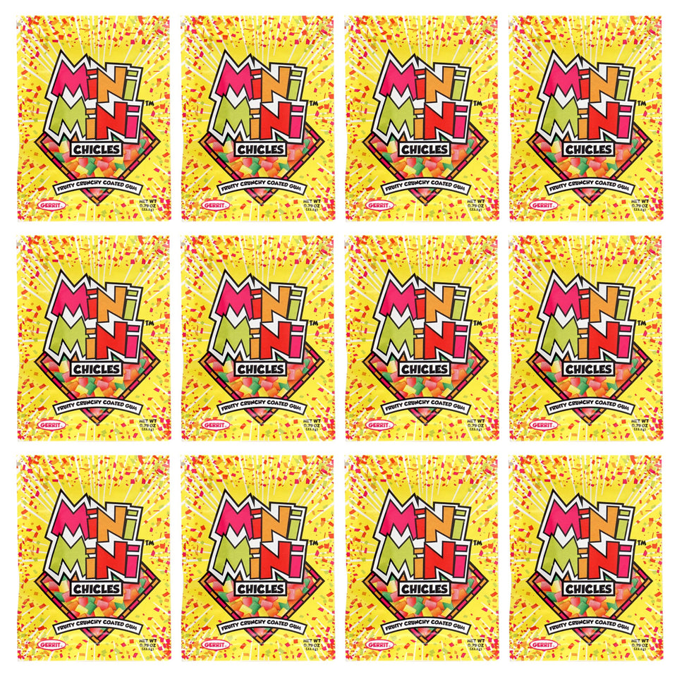 The Hampton Mini Mini Chicles pack shot shows a fruity gum assortment for quick snacking