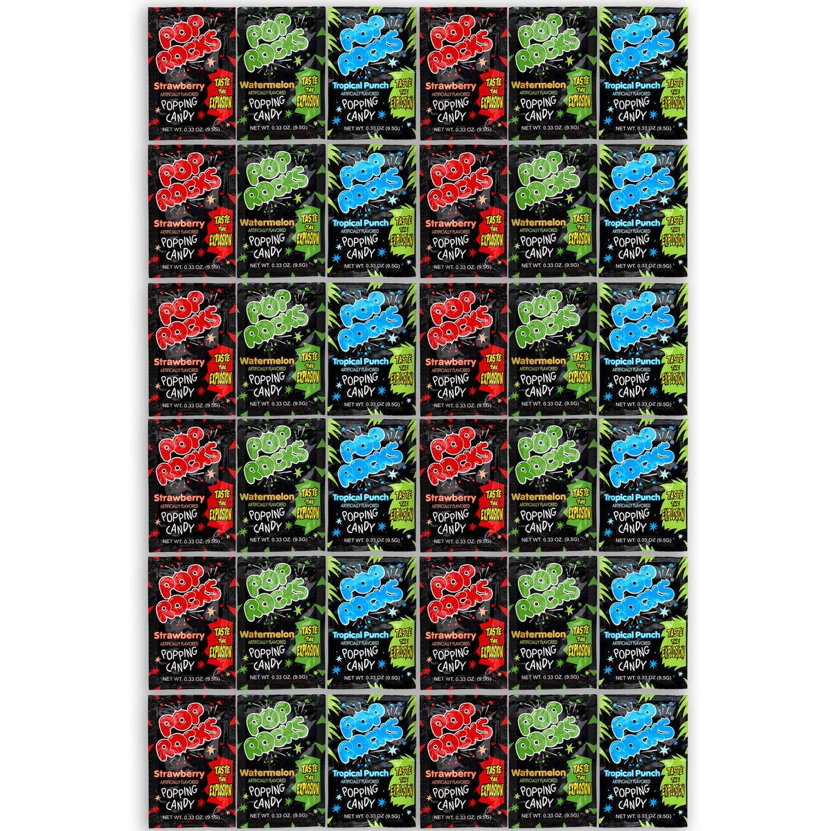 Assorted The Hampton Candy Company Pop Rocks flavors displayed for tasting and variety.