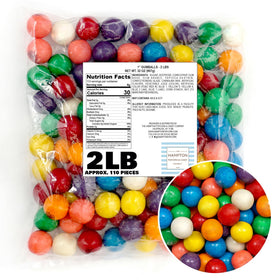 The Hampton Popcorn Company 1inch gumballs in a dispenser, ideal for quick restocking.