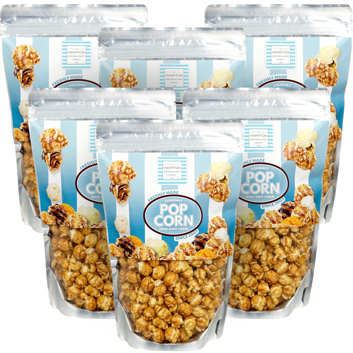 The Hampton Popcorn Company caramel popcorn bulk bags for easy sharing and pantry stock