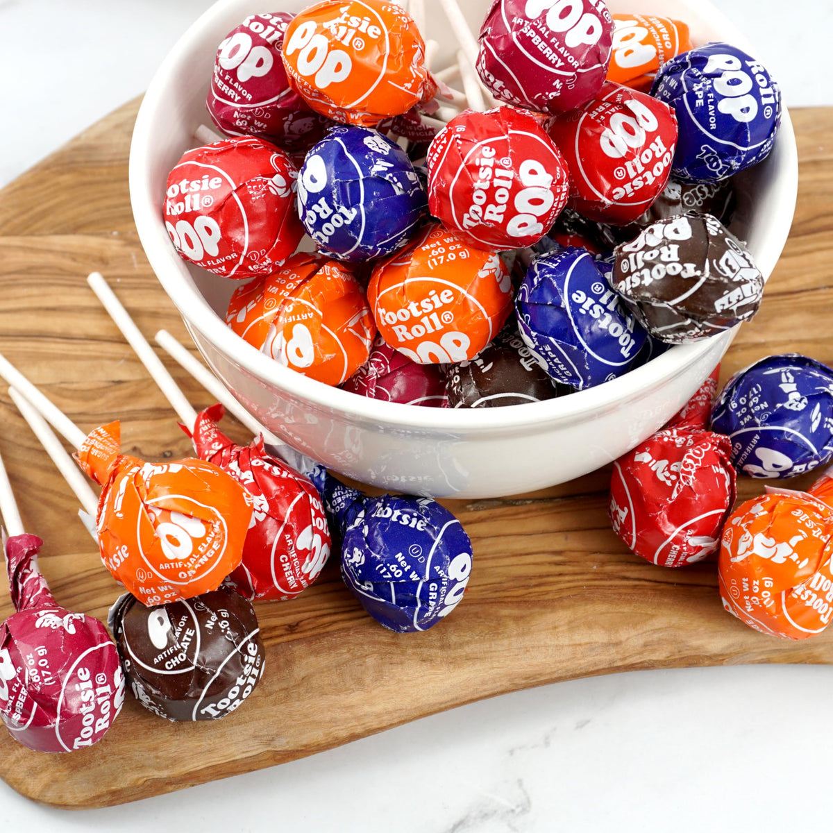 Chocolate center cross-section of a Tootsie Roll Pop.