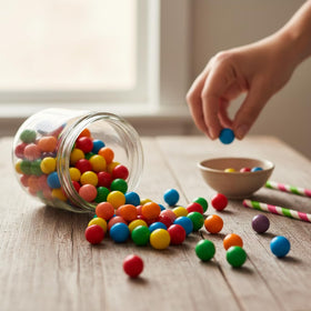 The Hampton Popcorn Company gumballs pictured ready for bubble-blowing fun and party dispensers.