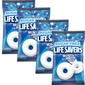 The Hampton Popcorn Company Pep O Mint mints in a 4-pack, sugar-free breath fresheners.
