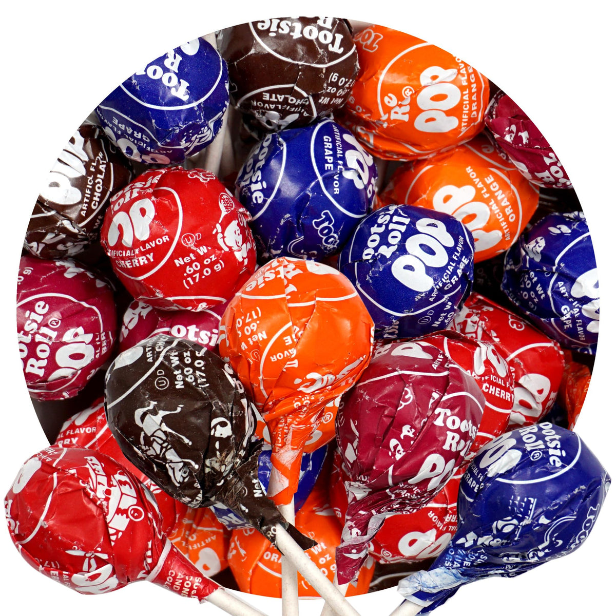The Hampton Popcorn Company Tootsie Roll Pops pack front view, ideal for party favors.