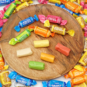 The Hampton Popcorn Company Fruit Chews close-up of assorted fruit flavors