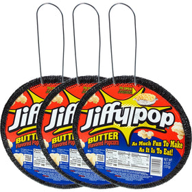 The Hampton Popcorn Company Jiffy Butter 3-pack packaging ideal for sharing.