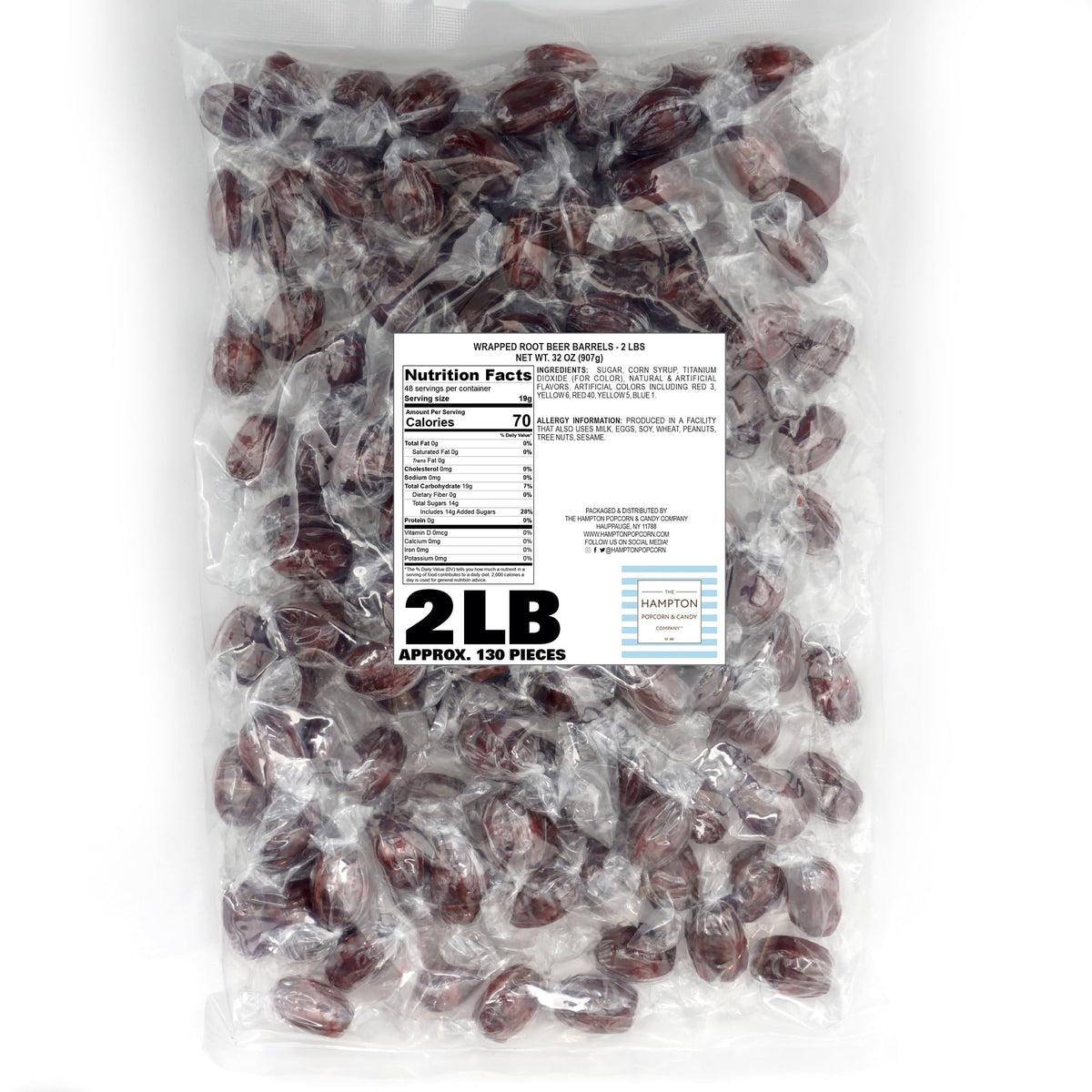 The Hampton Popcorn Company root beer barrels individually wrapped for easy sharing