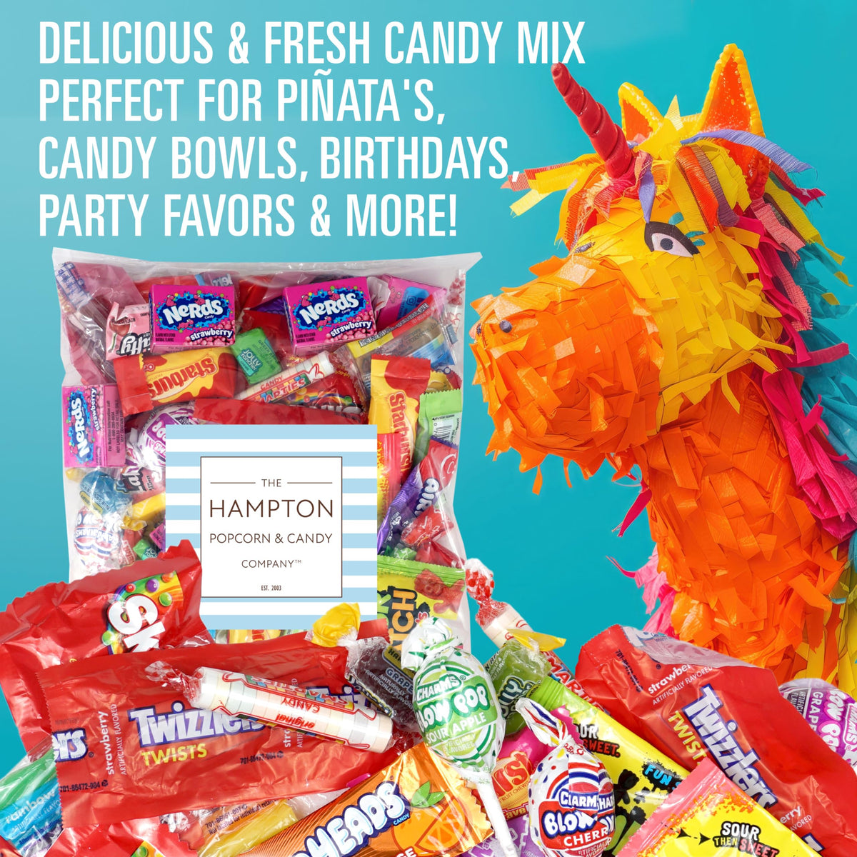 The Hampton Popcorn Company ultimate candy variety pack assorted candies bag, great for pinata.