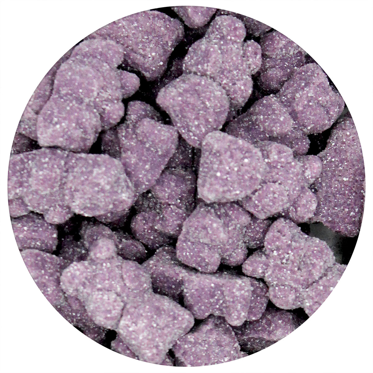 The Hampton Popcorn Company purple gummy bears front view shows grape flavor for gift baskets.