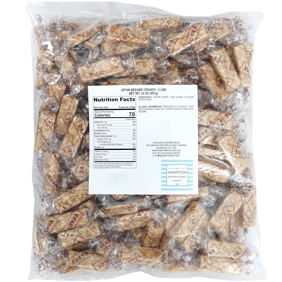 The Hampton Sesame Crunch Bars are individually wrapped for freshness and convenience.