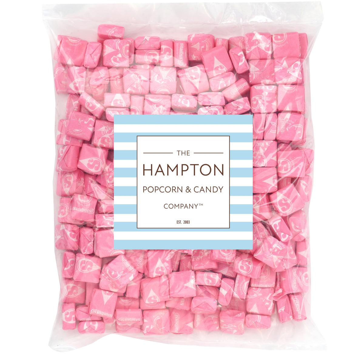 The Hampton Candy Company Starburst All Pink fruit chews close-up, vibrant and tasty.