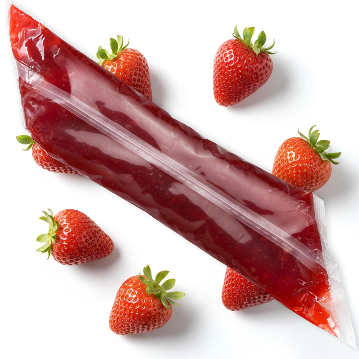 Hampton Distribution strawberry pie filling 2lb bag front for quick filling.
