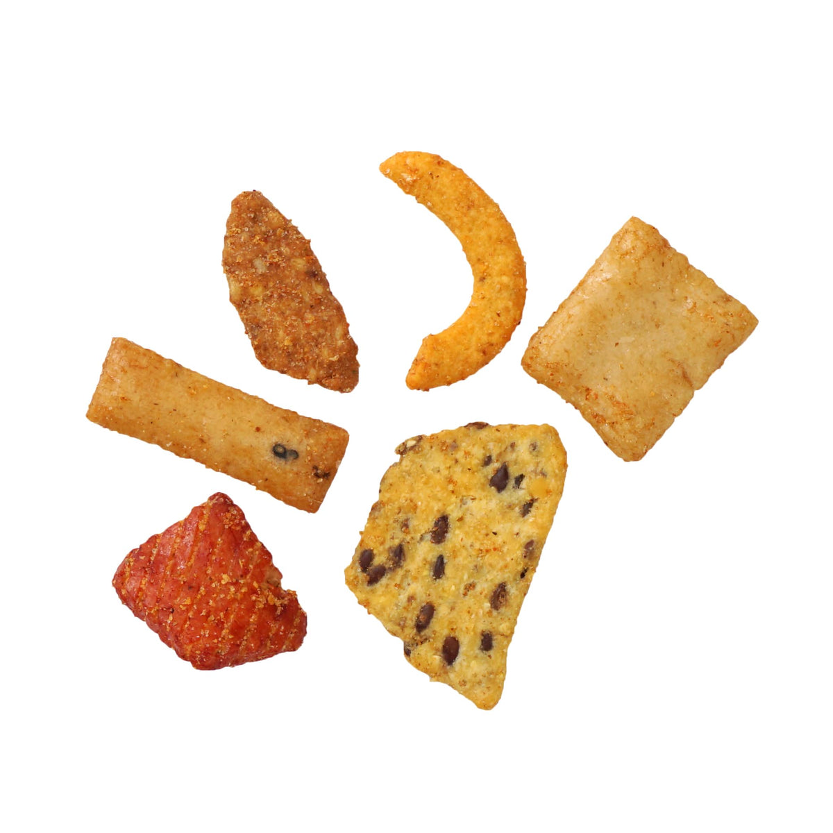 The Hampton Taco Snack Mix Rice Crackers offer a lighter bite within the mixed crunch for variety.
