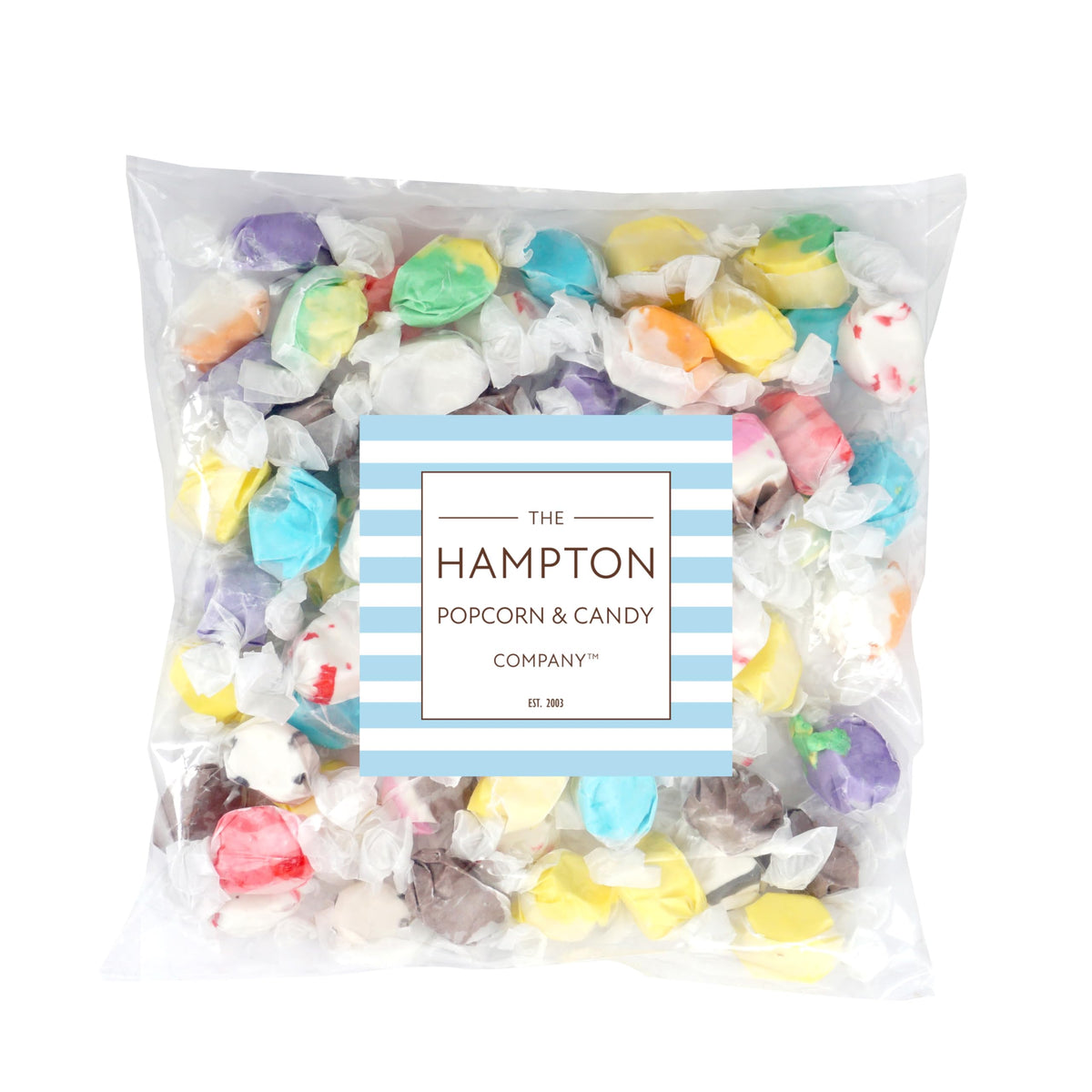 The Hampton Candy Company salt water taffy 2-lb bulk bag, perfect for sharing.