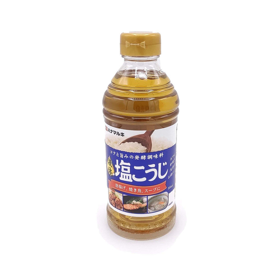 Hanamaruki Liquid Shio Koji bottle close-up for savory umami recipe ideas