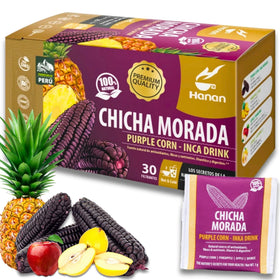 HANAN Chicha Morada tea being poured for a refreshing Peruvian experience.