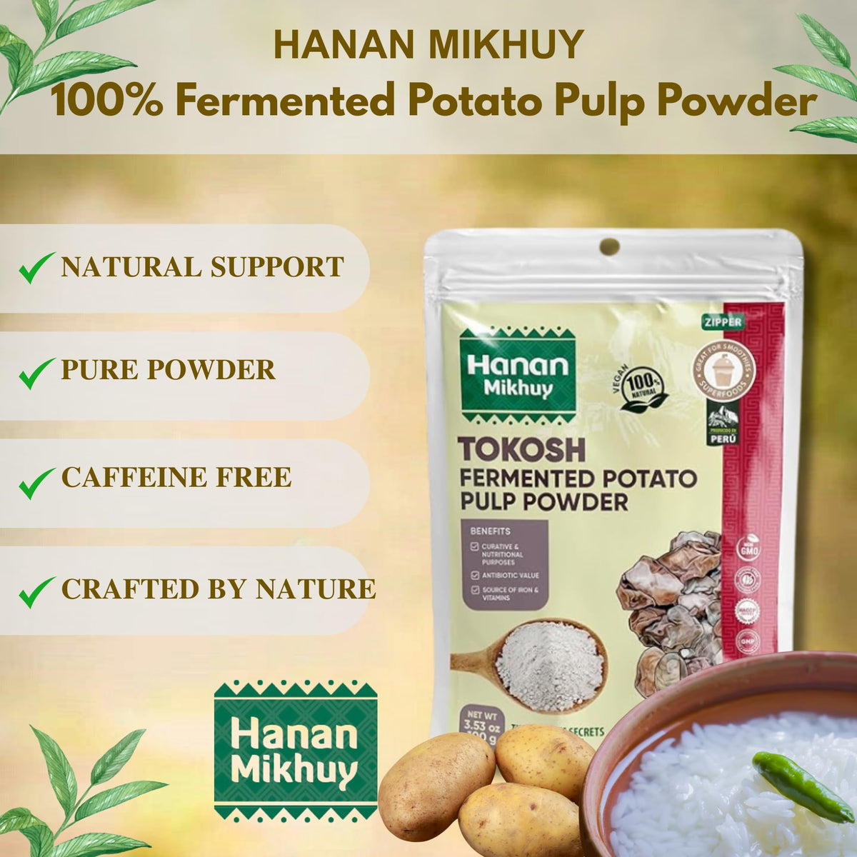 HANAN MIKHUY Tokosh 100g bottle-pour ready for smoothies and drinks.