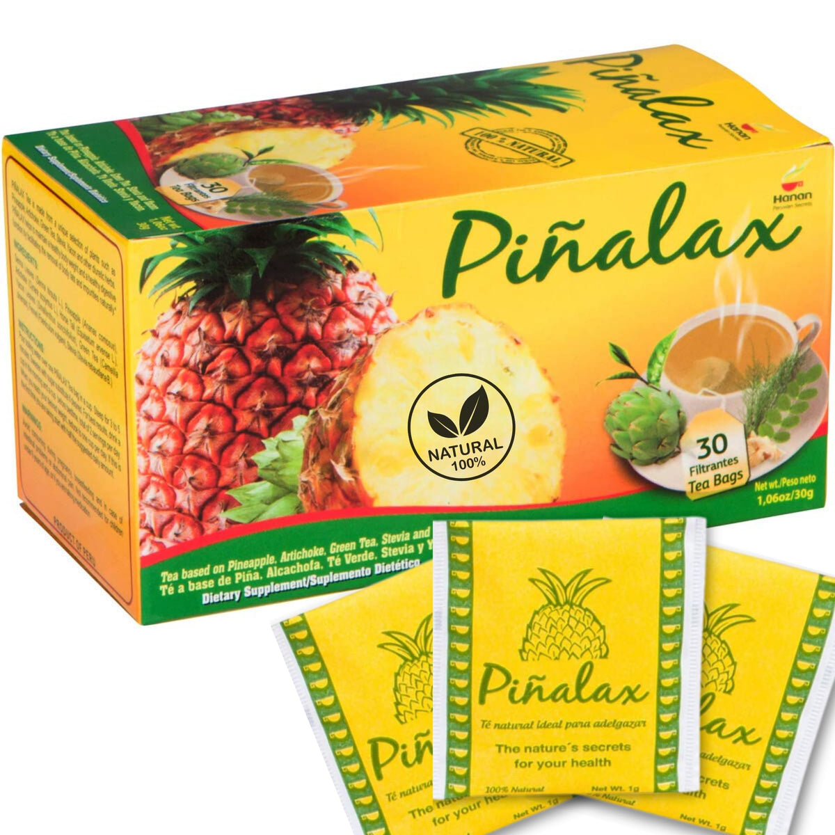 Hanan Pinalax tea with pineapple and artichoke, a refreshing herbal blend for daily rituals.