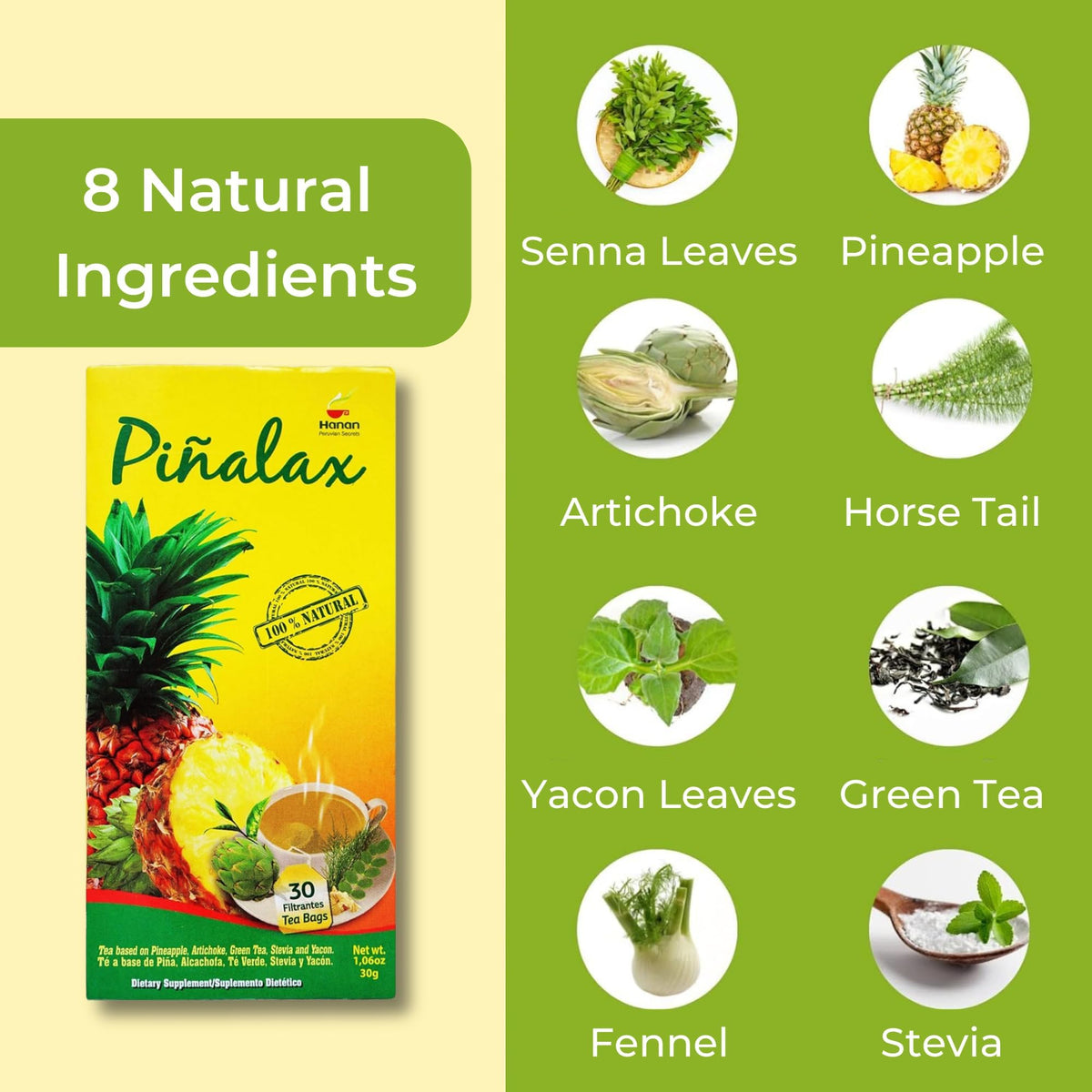 Hanan Pinalax tea stevia leaf, naturally sweetened for a lighter evening cup.