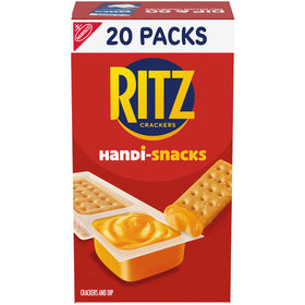 Handi-Snacks RITZ crackers and cheese dip box, ideal for on-the-go snacking.