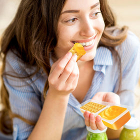 Nutrition label on Handi-Snacks RITZ snack pack shows calories per serving.