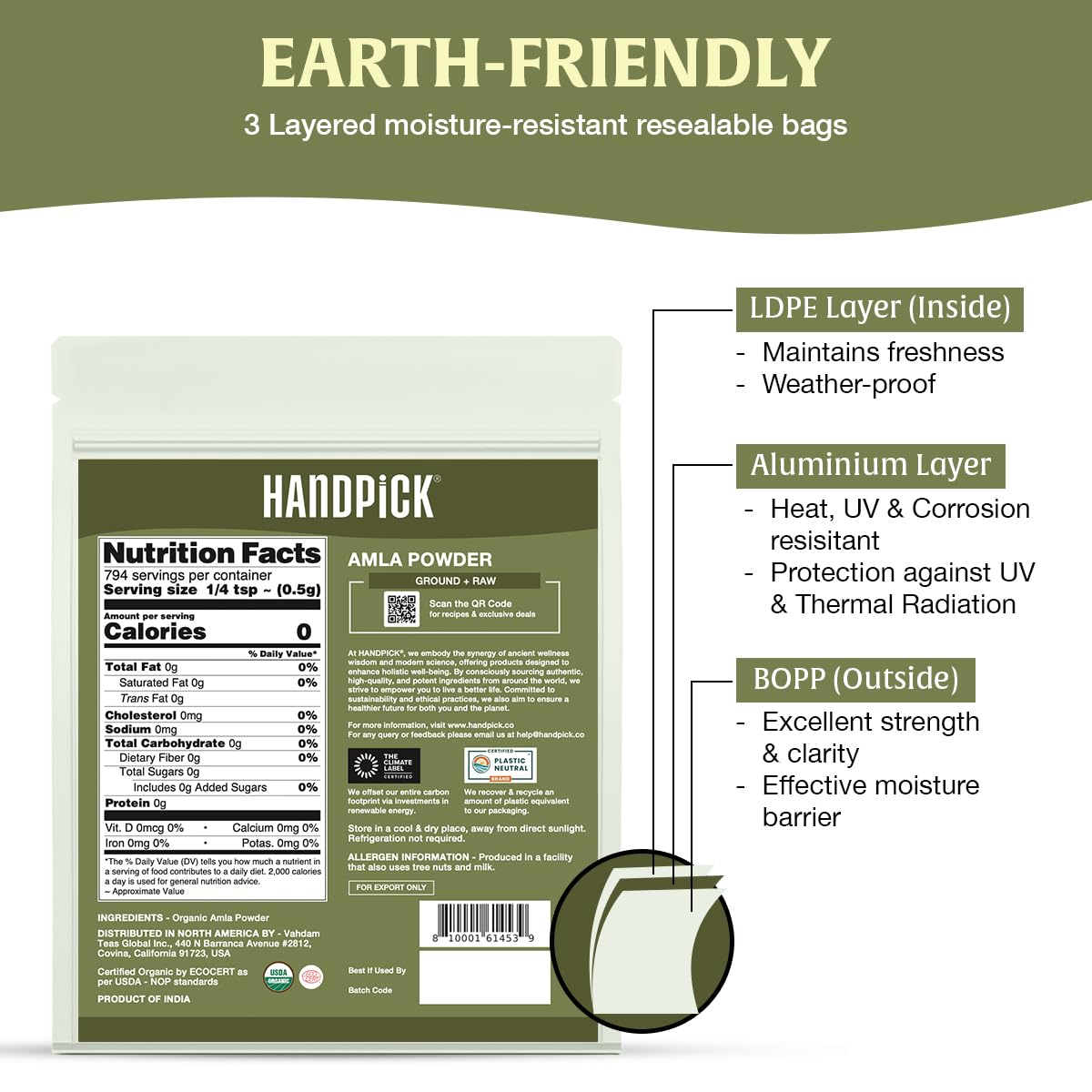 HANDPICK Amla powder originates from Maharashtra, India for authentic flavor.
