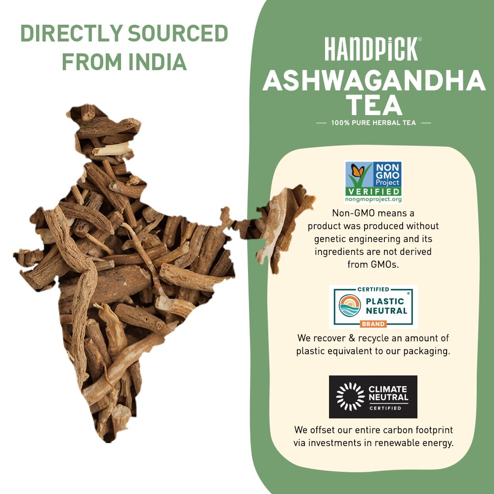 HANDPICK Ashwagandha tea with pure ingredients.