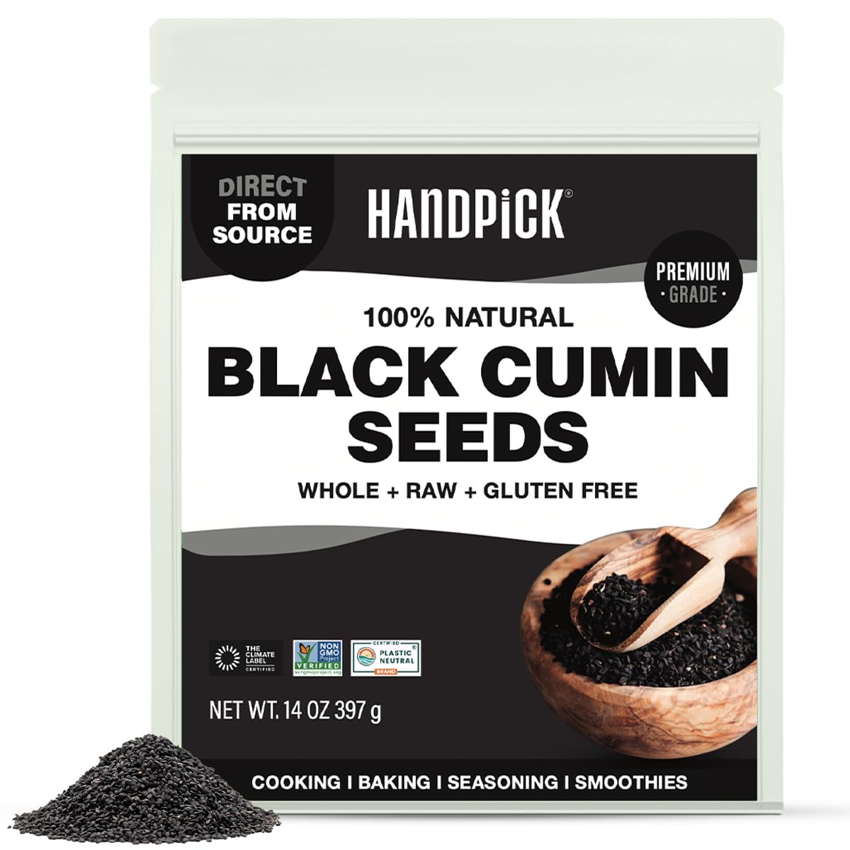 HANDPICK Black Cumin Seed bottle pour enhances aroma for dishes.