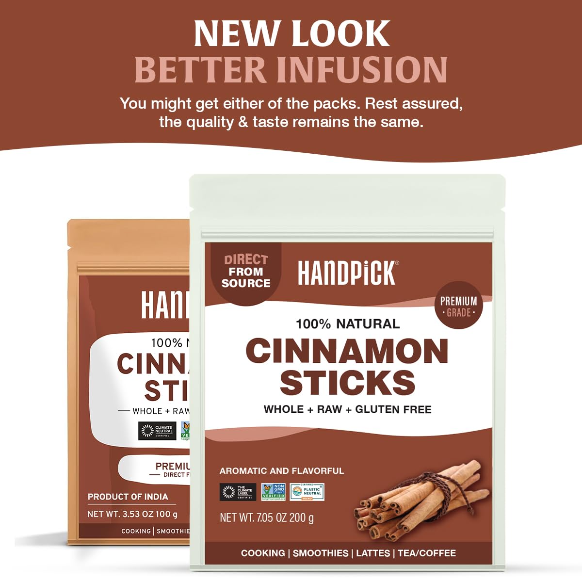 HANDPICK Cinnamon Sticks close-up showing natural bark quills and rich flavor.
